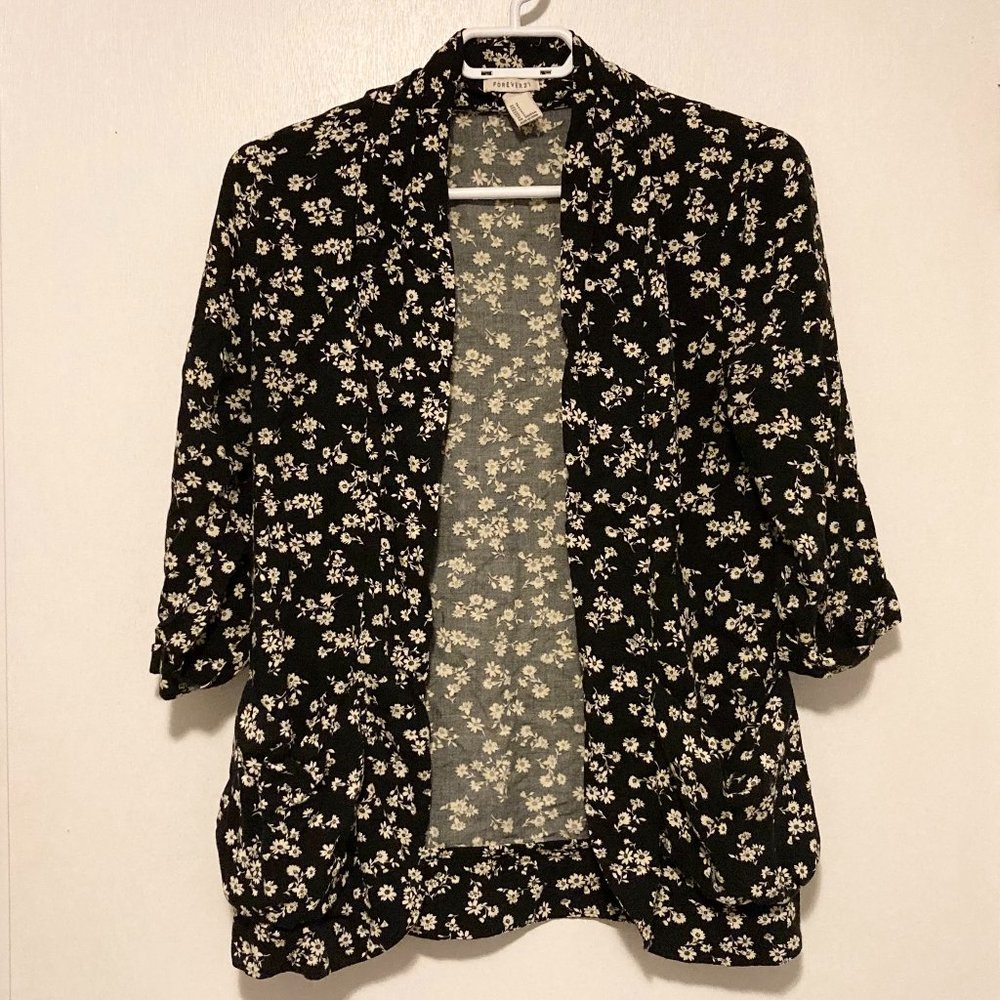 Black Floral Kimono Cardigan